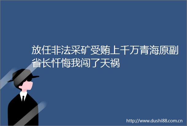 放任采矿上千万青海原副省长忏悔我闯了天祸