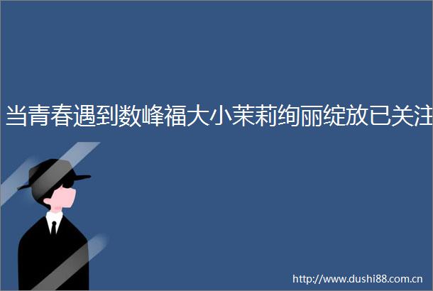 当青春遇到数峰福大小茉莉绚丽绽放已关注