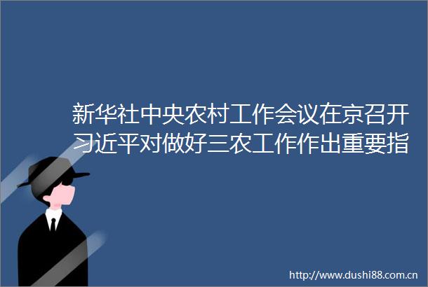 新华社中央农村工作会议在京召开对做好三农工作作出重要指示