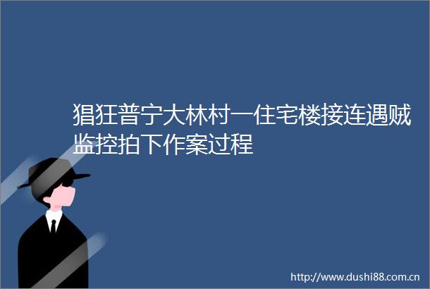 猖狂普宁大林村一住宅楼接连遇贼监控拍下作案过程