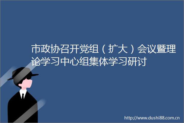 市政协召开党组（扩大）会议暨理论学习中心组集体学习研讨
