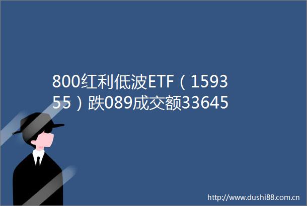 800红利低波ETF（159355）跌089成交额33645万元