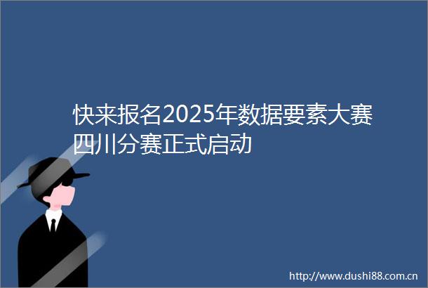 快来报名2025年数据要素大赛四川分赛正式启动