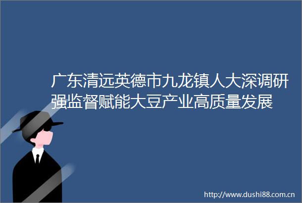 广东清远英德市九龙镇人大深调研强监督赋能大豆产业高质量发展