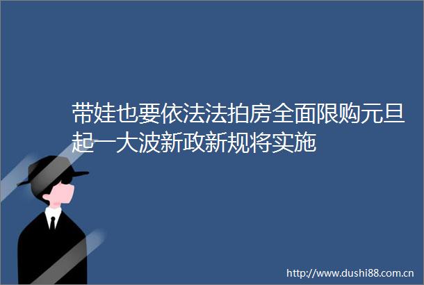 带娃也要依法法拍房全面限购元旦起一新政新规将实施