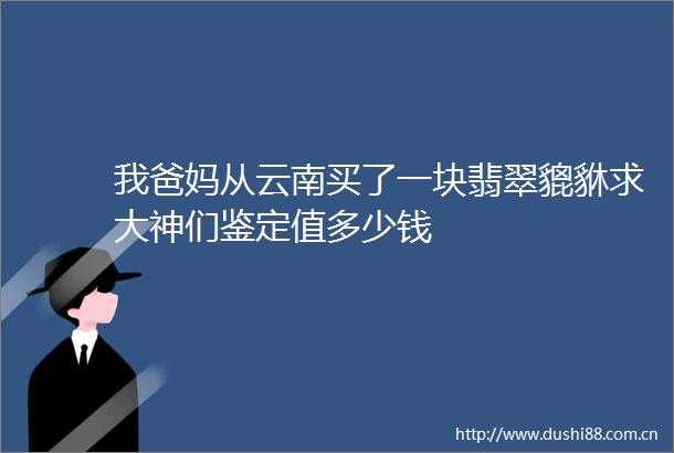 我爸妈从云南买了一块翡翠貔貅求大神们鉴定值多少钱