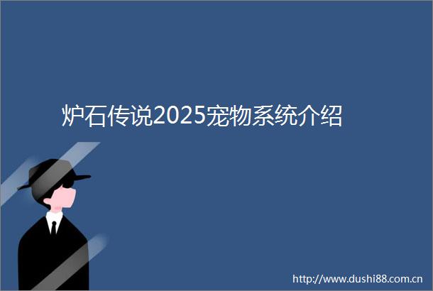 炉石传说2025宠物系统介绍