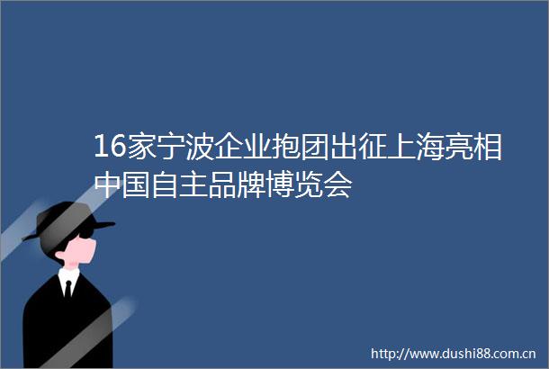 16家宁波企业抱团出征上海亮相自主品牌博览会