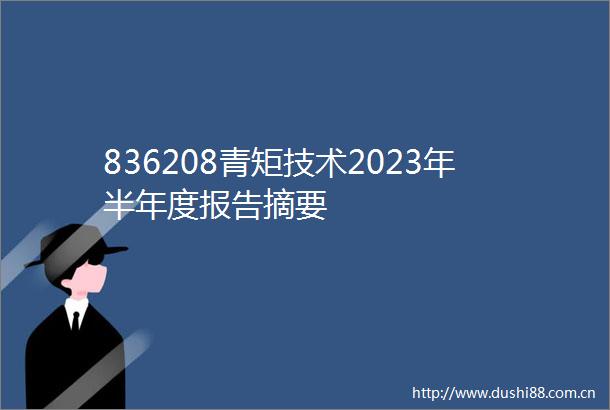 836208青矩技术2023年半年度报告摘要
