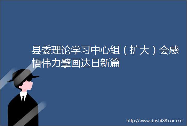 县委理论学习中心组（扩大）会感悟伟力擘画达日新篇
