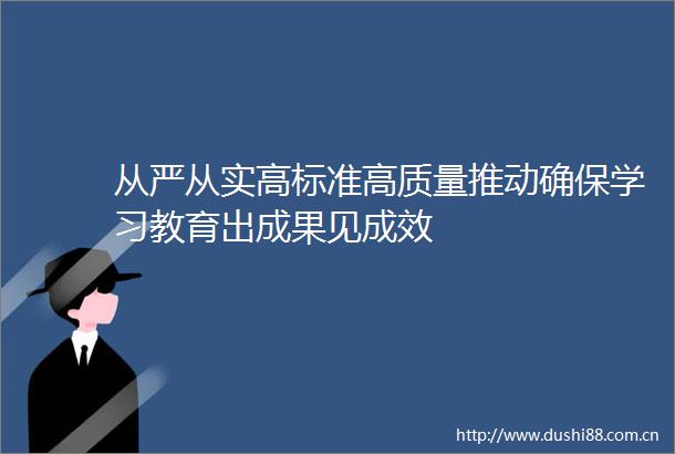 从严从实高标准高质量推动确保学习教育出成果见成效