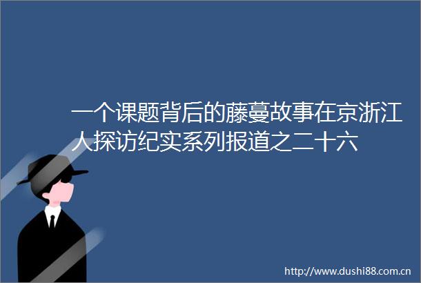 一个课题背后的藤蔓故事在京浙江人探访纪实系列报道之二十六