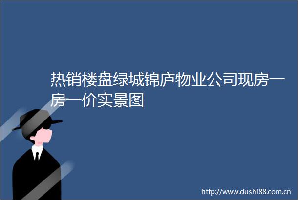 热销楼盘绿城锦庐物业公司现房一房一价实景图