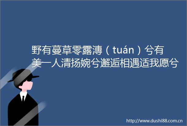 野有蔓草零露漙（tuán）兮有美一人清扬婉兮邂逅相遇适我愿兮