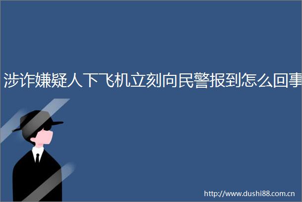 涉诈嫌疑人下飞机立刻向报到怎么回事