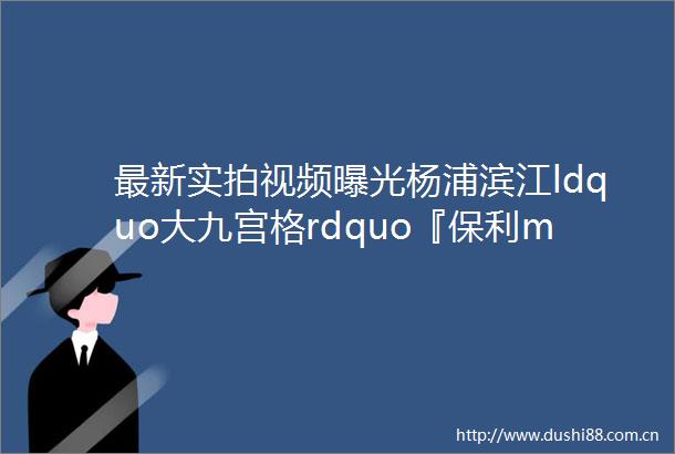 最新实拍视频杨浦滨江ldquo大九宫格rdquo『保利middot海玥外滩序BUND98』将推稀低密滨江洋房建面约100128㎡34房