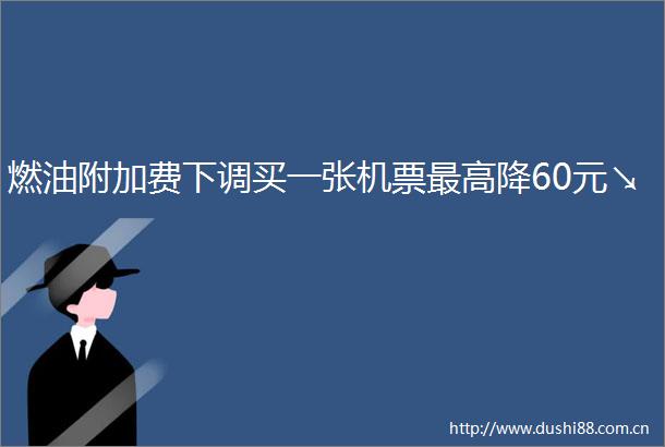 燃油附加费下调买一张机票最高降60元↘