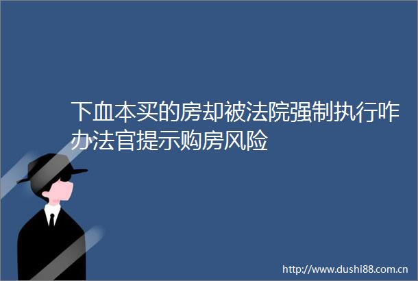 下血本买的房却被强制执行咋办提示购房风险