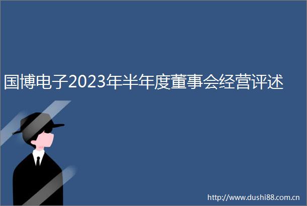 国博电子2023年半年度董事会经营评述