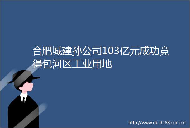 合肥城建孙公司103亿元成功竞得包河区工业用地