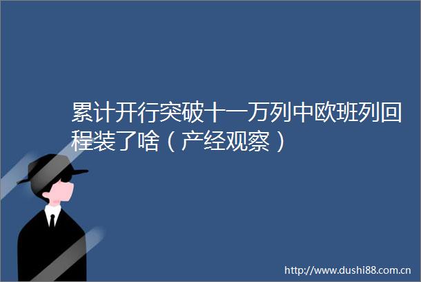 累计开行突破十一万列中欧班列回程装了啥（产经观察）