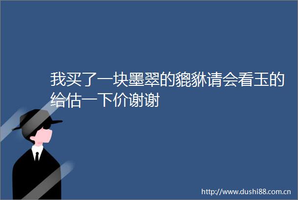 我买了一块墨翠的貔貅请会看玉的给估一下价谢谢