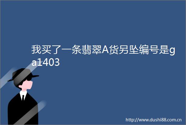我买了一条翡翠A货另坠编号是ga1403