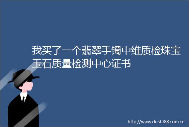 我买了一个翡翠手镯中维质检珠宝玉石质量检测中心证书