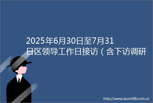 2025年6月30日至7月31日区工作日接访（含下访调研）排班计划表