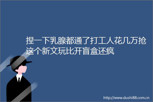 捏一下乳腺都通了打工人花几万抢这个新文玩比开盲盒还疯