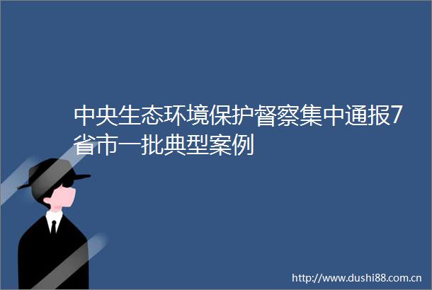 中央生态环境保护督察集中通报7省市一批典型案例