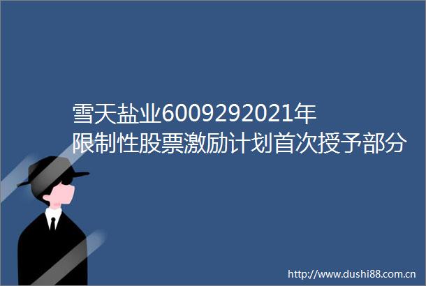 雪天盐业6009292021年限制性股票激励计划首次授予部分限制性股票第三个解除限售期解除限售暨上市流通的提示性公告