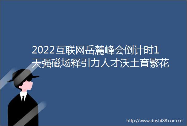 2022互联网岳麓峰会倒计时1天强磁场释引力人才沃土育繁花