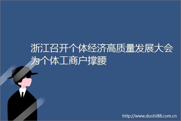 浙江召开个体经济高质量发展大会为个体工商户撑腰