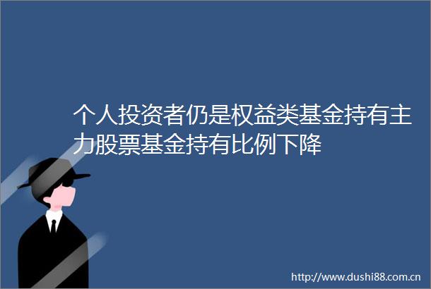 个人投资者仍是权益类基金持有主力股票基金持有比例下降