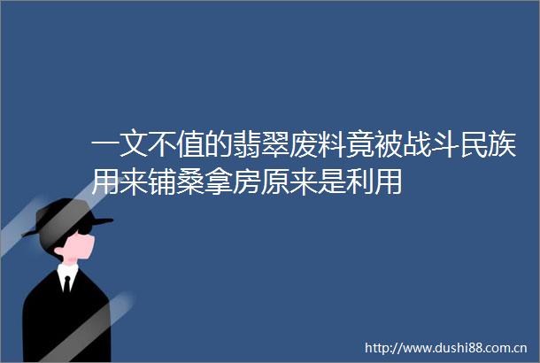 一文不值的翡翠废料竟被战斗民族用来铺桑拿房原来是利用