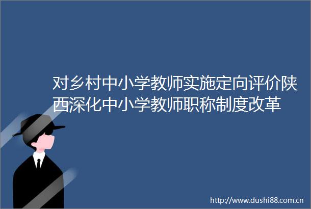 对乡村中小学教师实施定向评价陕西深化中小学教师职称制度改革