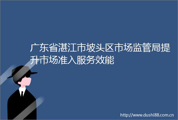广东省湛江市坡头区市场监管局提升市场准入服务效能