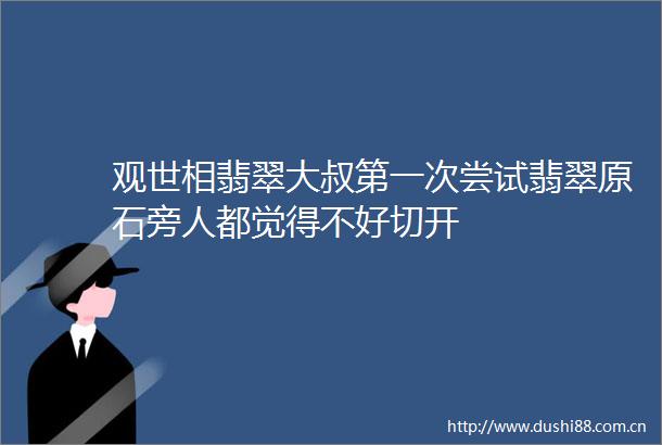 观世相翡翠大叔第一次尝试翡翠原石旁人都觉得不好切开