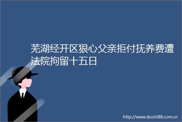 芜湖经开区狠心父亲拒付抚养费遭拘留十五日