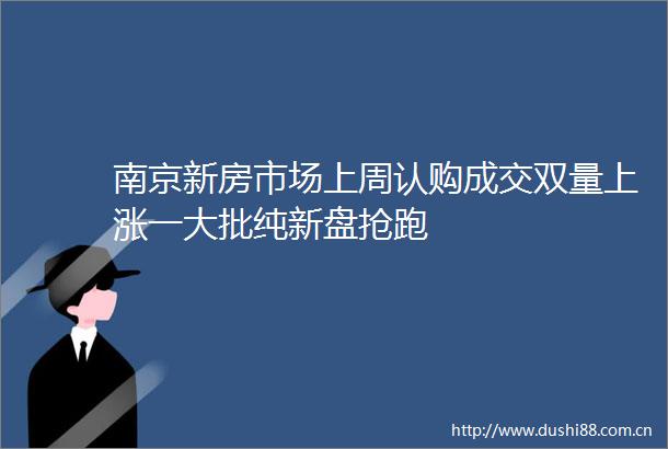 南京新房市场上周认购成交双量上涨一大批纯新盘抢跑