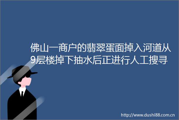 佛山一商户的翡翠蛋面掉入河道从9层楼掉下抽水后正进行人工搜寻