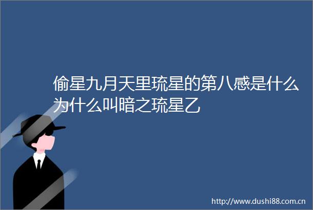 偷星九月天里琉星的第八感是什么为什么叫暗之琉星乙