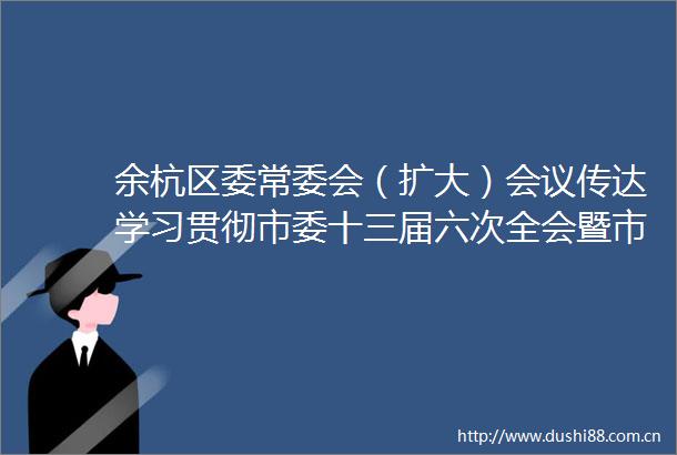 余杭区委常委会（扩大）会议传达学习贯彻市委十三届六次全会暨市委经济工作会议精神