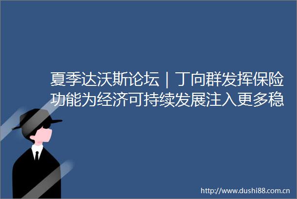夏季达沃斯论坛｜丁向群发挥保险功能为经济可持续发展注入更多稳定性力量