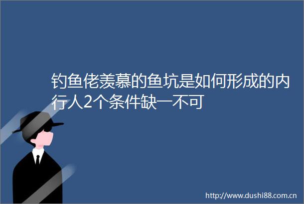钓鱼佬羡慕的鱼坑是如何形成的内行人2个条件缺一不可