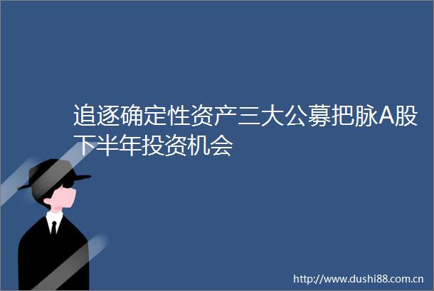追逐确定性资产三大公募把脉A股下半年投资机会