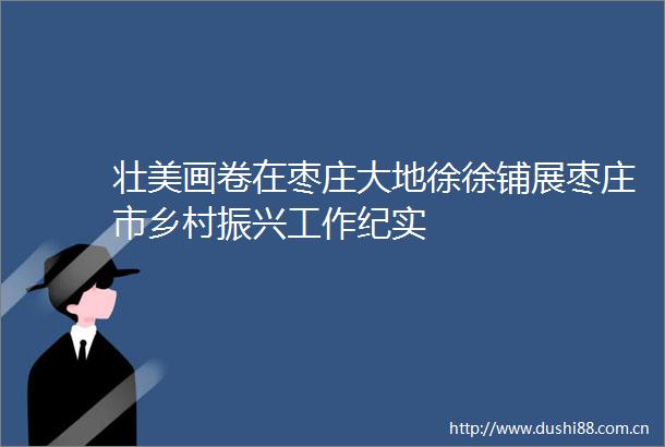 壮美画卷在枣庄大地徐徐铺展枣庄市乡村振兴工作纪实