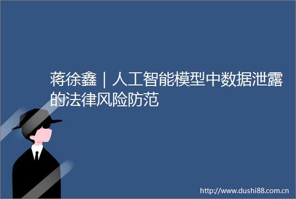 蒋徐鑫｜人工智能模型中数据泄露的风险防范