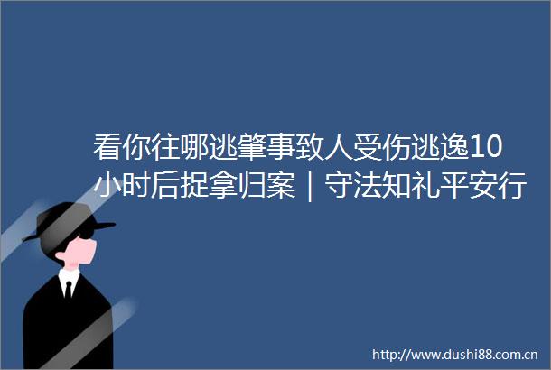 看你往哪逃肇事致人受伤逃逸10小时后捉拿归案｜守法知礼平安行